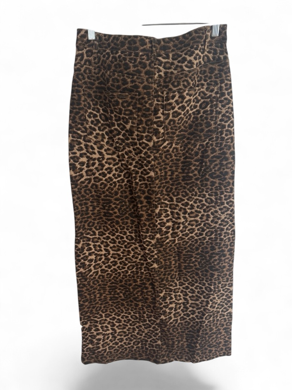 Leopard Print Midi Skirt with Front Slit - Brown - Picture 3 of 4